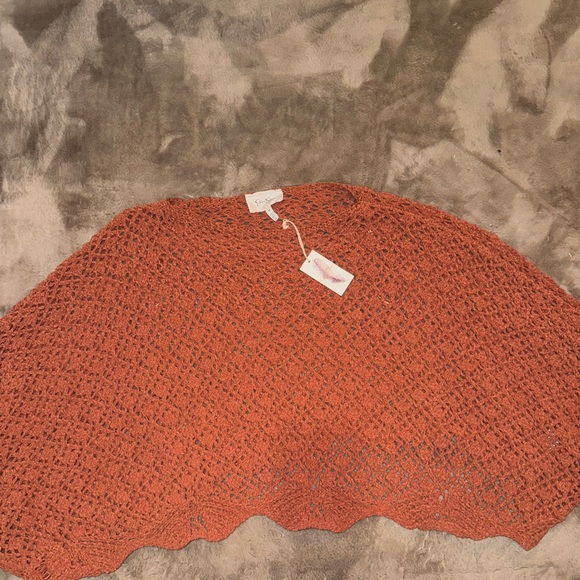 Jessica Simpson Open Knit Poncho Sweater Cropped SweaterMauve Size Med - Picture 3 of 11